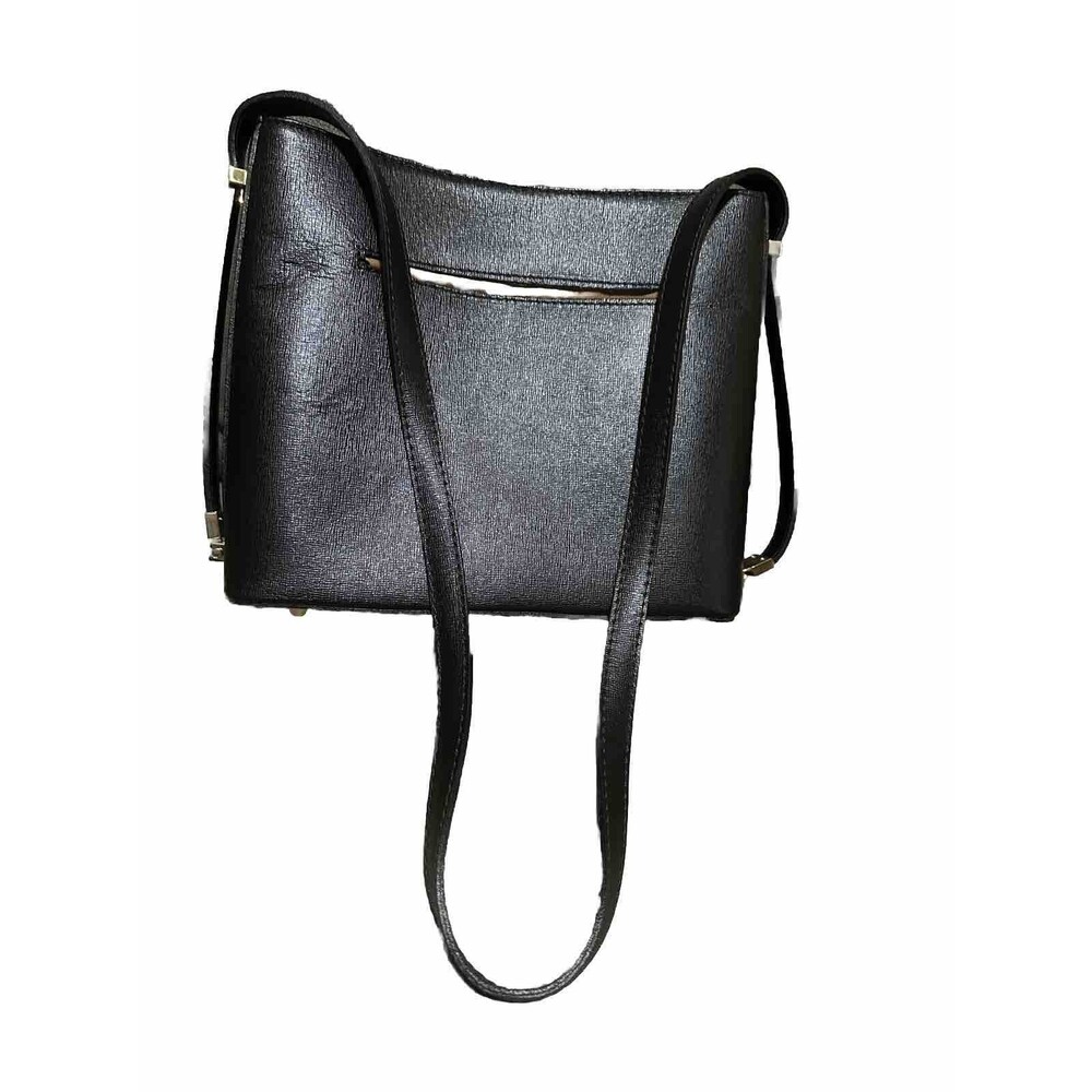 Neiman Marcus Women’s Shoulder Bag Purse Gold Accents Black Leather Italy VTG